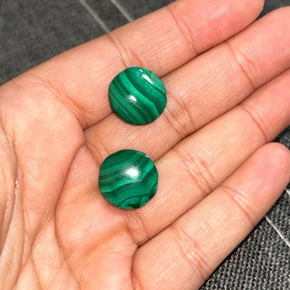 Green Malachite Stud Earrings 14k gold post and back